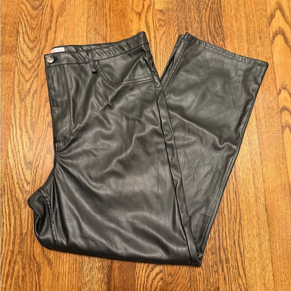 No Boundaries Women’s Black Faux Leather Straight Leg Pants size 19